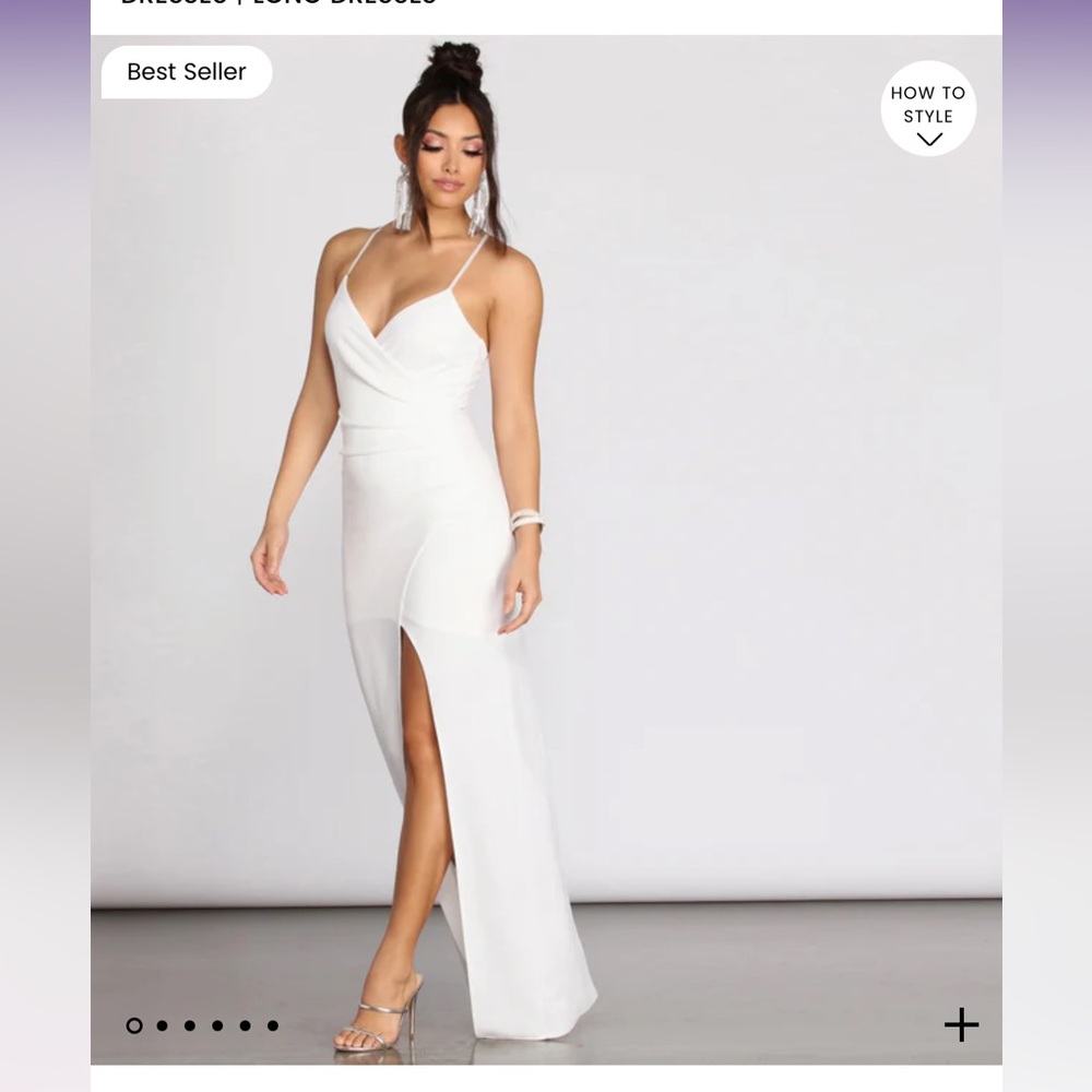 Windsor Sasha Formal High Slit Wrap Dress in Ivory